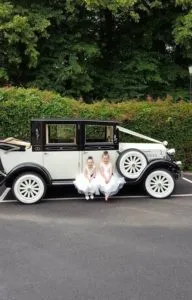 Vintage Wedding Car and Bridesmaids